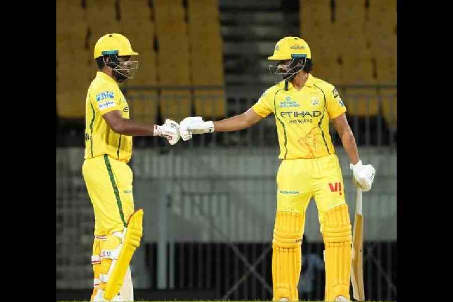 Sanju Samson and (right) captain Ruturaj Gaikwad at a CSK squad match, in a picture shared on X  
