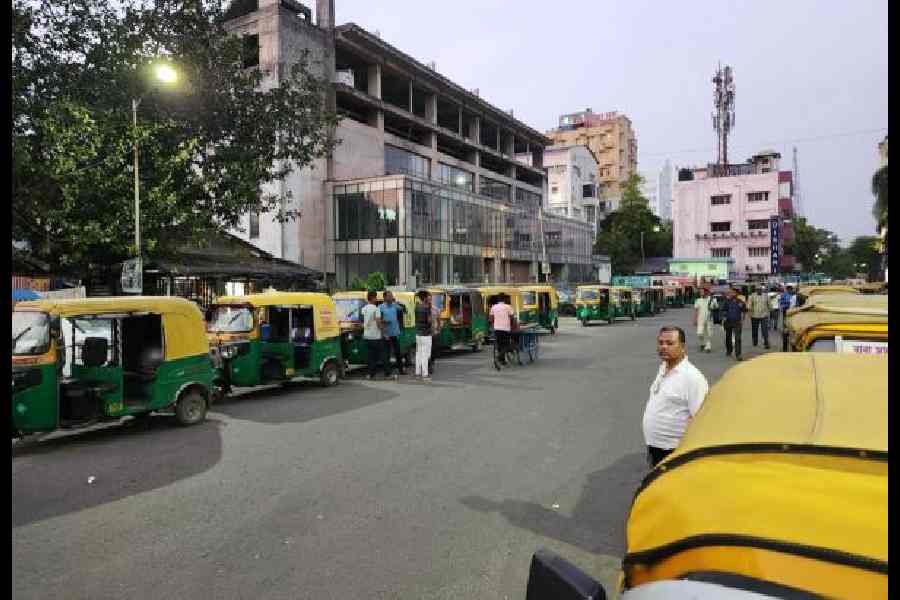 Queues on both sides of the road outside the pump.