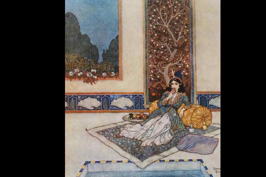 An illustration of Shahrazad by Edmund Dulac