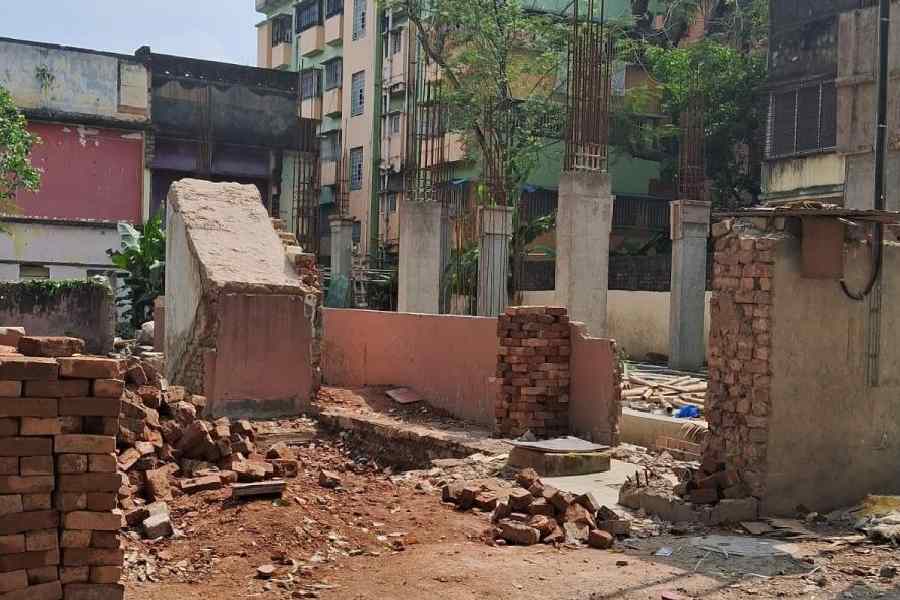 An under-construction building in A Block