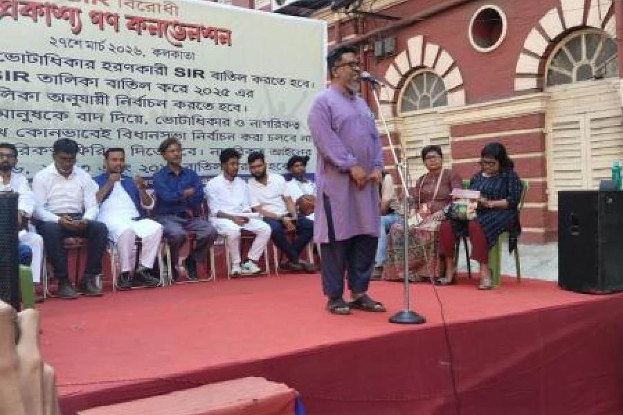 Saifullah Samim speaks at the convention in Esplanade on Friday