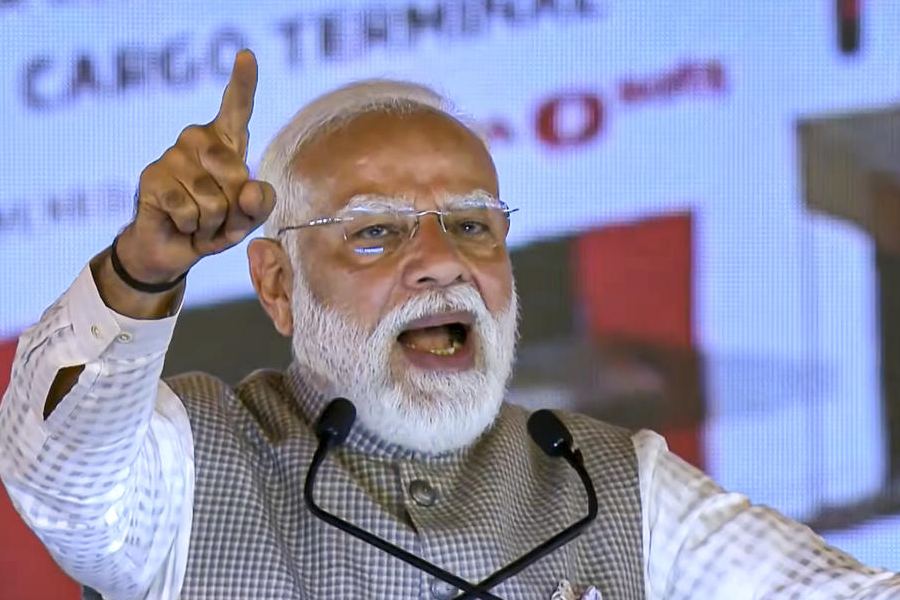 In this screengrab from a video posted on March 28, 2026, Prime Minister Narendra Modi addresses a gathering during inauguration of the newly constructed Noida International Airport, in Noida, Uttar Pradesh.