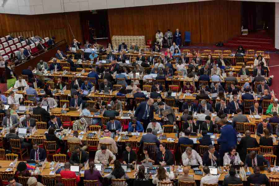 Delegates attend the World Trade Organisation (WTO) 14th ministerial meeting in Yaounde, Cameroon, March 28, 2026.