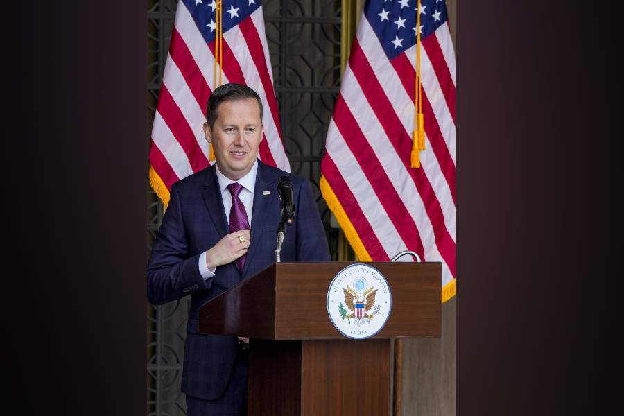 United States Ambassador to India Sergio Gor addresses the media upon his arrival at the US Embassy, in New Delhi, Monday, Jan. 12, 2026.