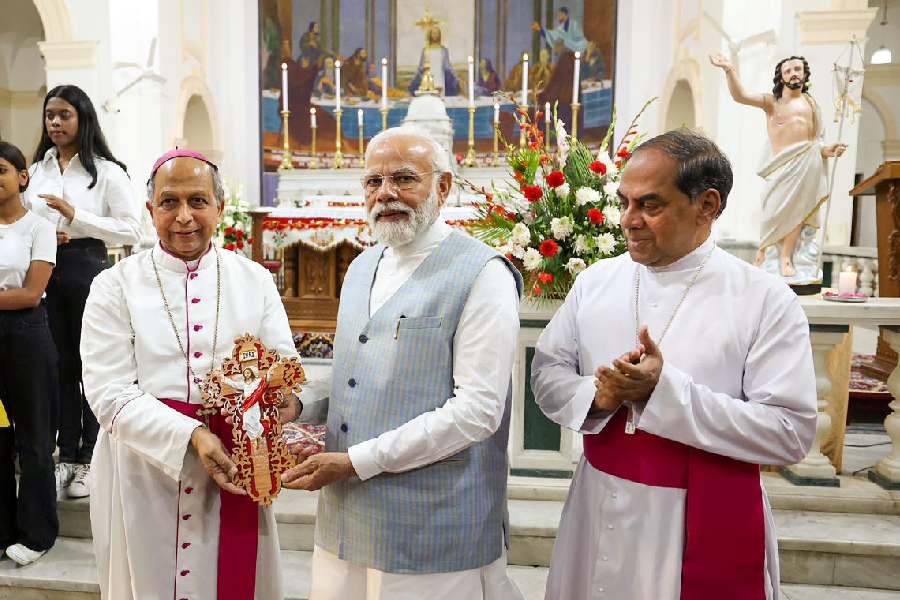 Prime Minister Narendra Modi during his visit to Sacred Heart Cathedral Catholic Church, in New Delhi