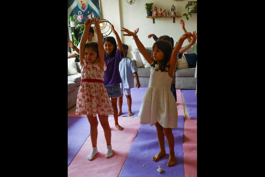 Children in Dubai take part in a sound healing session on March 13 to help them cope with the recent Iran attacks.