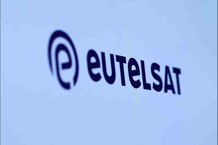 The logo of European satellite operator Eutelsat is displayed at the company\\\'s headquarters in Issy-les-Moulineaux, near Paris, France, March 30, 2026.