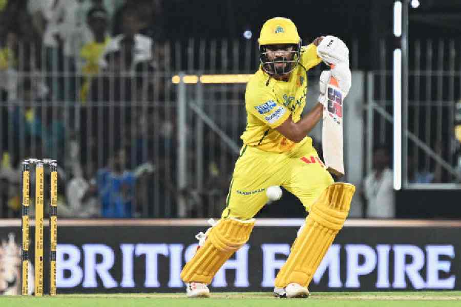 Captain Ruturaj Gaikwad during his unbeaten 67 in Chennai Super Kings’ eight-wicket victory over Mumbai Indians.
