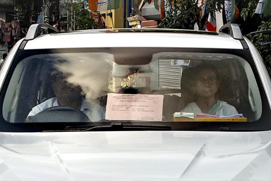 West Bengal Chief Minister Mamata Banerjee leaves her residence on the day of Assembly election results, in Kolkata, Monday, May 4, 2026.