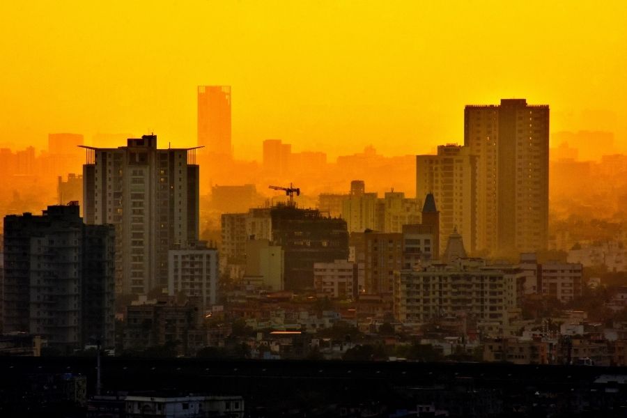 Kolkata, under a saffron sky