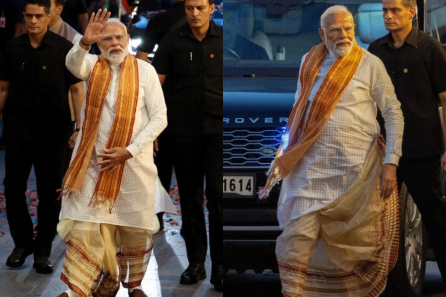 Narendra Modi at the BJP headquarters in Delhi on Monday