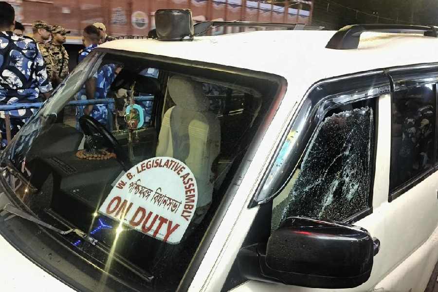 North 24 Parganas: A damaged glass window of a vehicle after BJP leader Suvendu Adhikari's personal assistant Chandranath Rath was shot at from close range by unidentified assailants, according to sources, in West Bengal