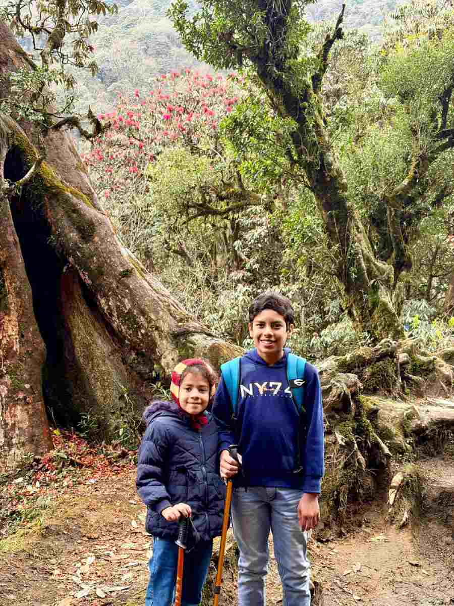 The kids led the way for the adults on the trek