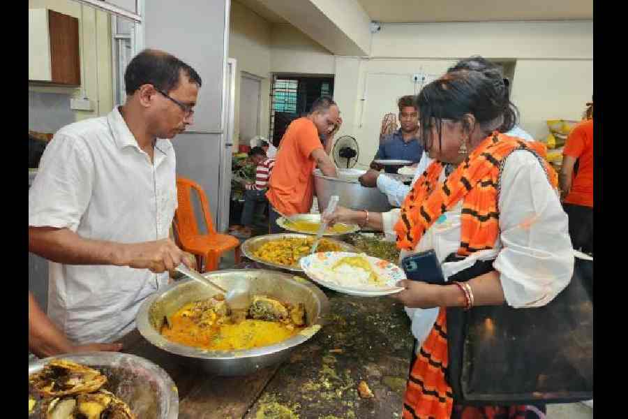 Fish being served for lunch at the BJP party office
