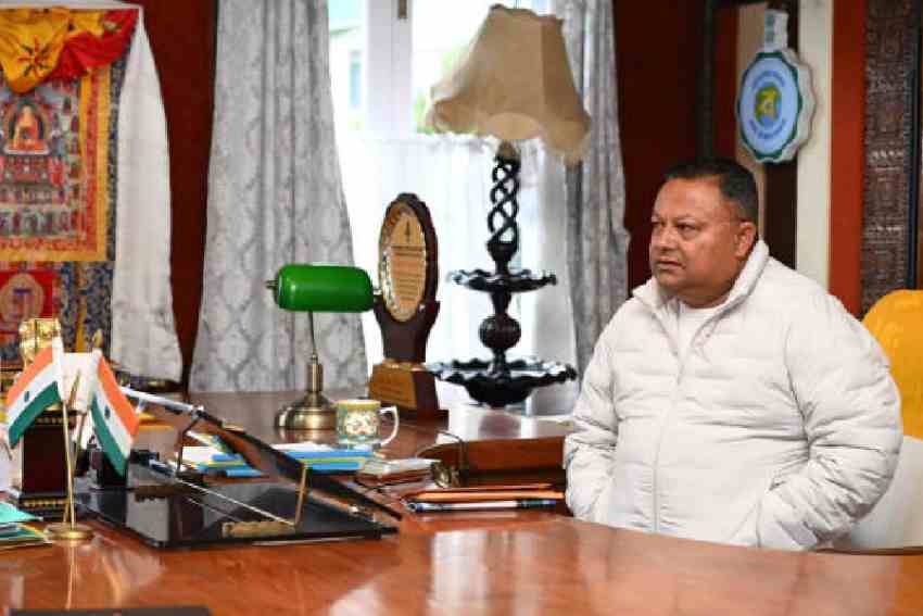 Anit Thapa in the GTA office in Darjeeling on Thursday