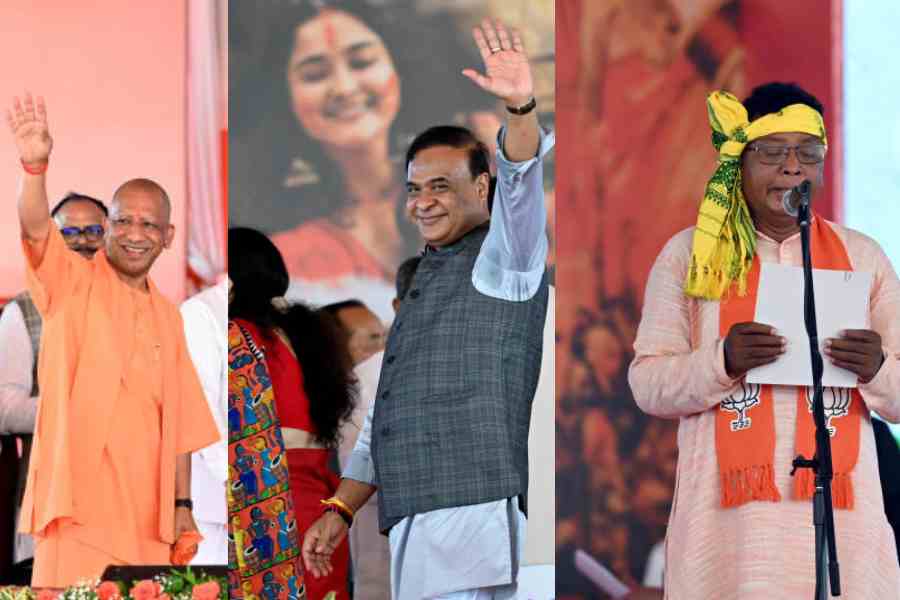 Yogi Adityanath, Himanta Biswa Sarma, Kshudiram Tudu