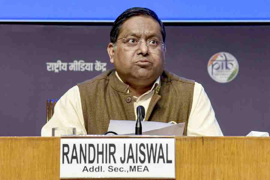 In this image received on April 13, 2026, Additional Secretary, Ministry of External Affairs, Randhir Jaiswal during the Inter-Ministerial Briefing on Recent Developments in West Asia at National Media Centre, in New Delhi.