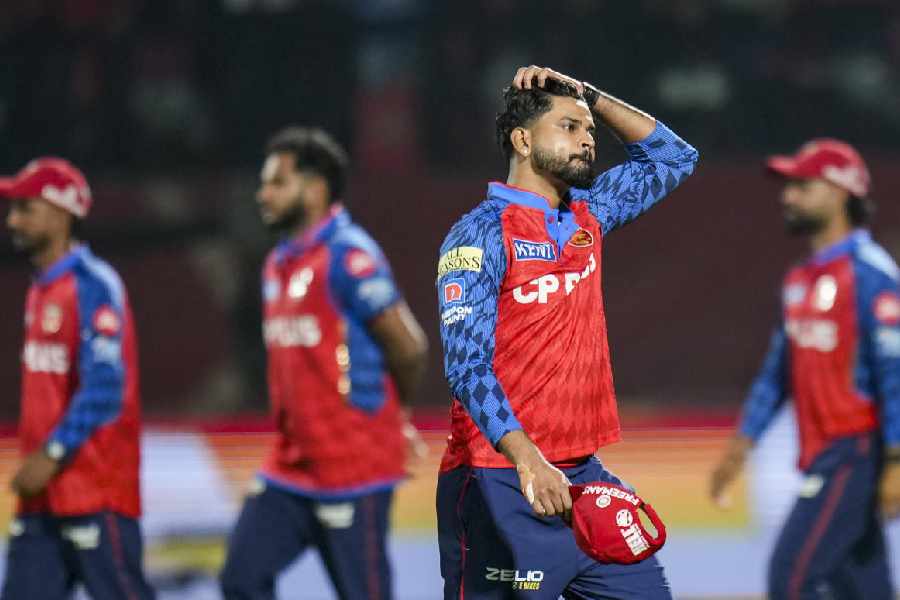 Punjab Kings' captain Shreyas Iyer looks sad after losing the match against Delhi Capitals