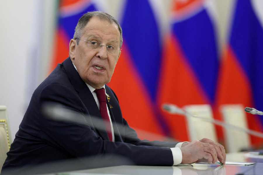 Russian Foreign Minister Sergei Lavrov attends a meeting between Russian President Vladimir Putin and Slovak Prime Minister Robert Fico in Moscow, Russia May 9, 2026.