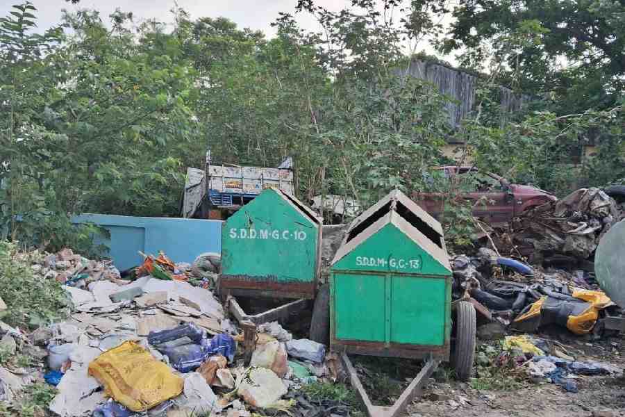  Garbage vans parked inside the fair ground