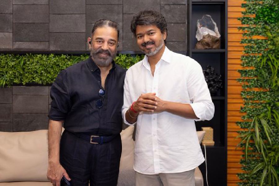 Kamal Haasan with Tamil Nadu chief minister C Joseph Vijay