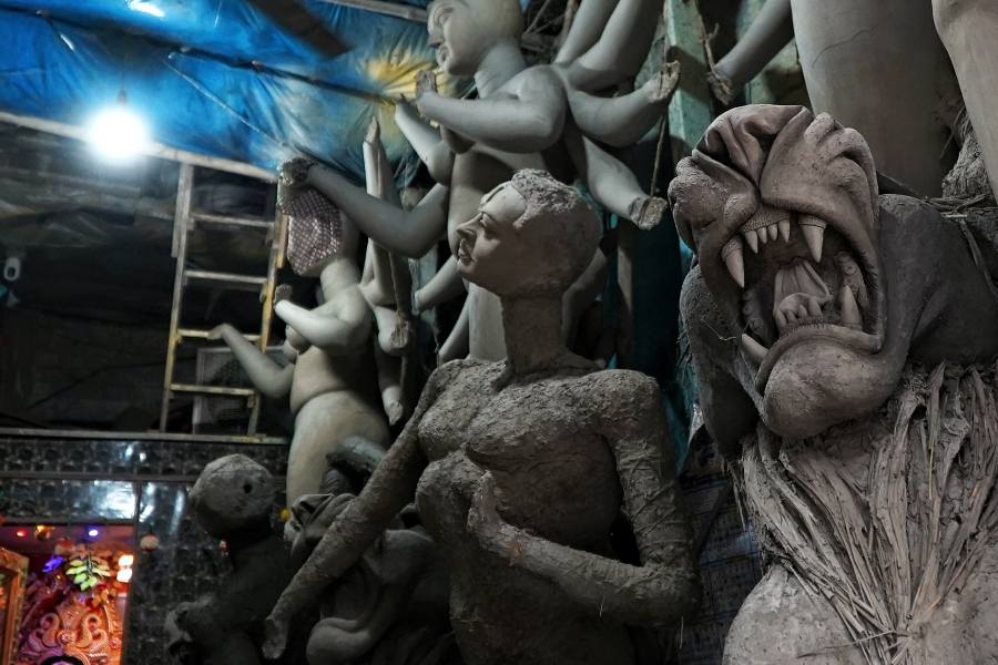 Durga Puja preparations in Kumartuli 