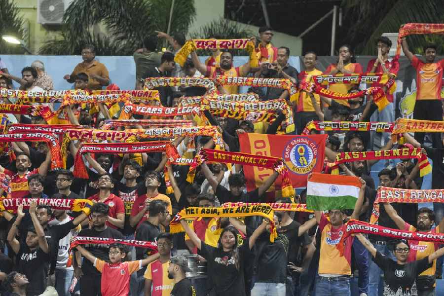 Spectators during the Indian Super League (ISL) 2026 football match between East Bengal vs Inter Kashi, in Kolkata, Thursday, May 21, 2026.