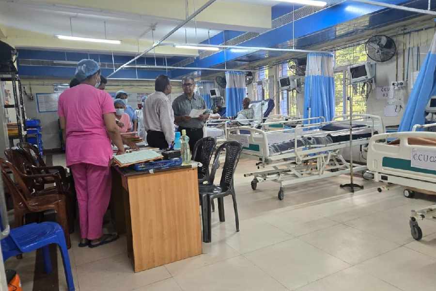 Newly elected MLA Sharadwat Mukherjee at Bidhannagar Subdivisional Hospital on Tuesday