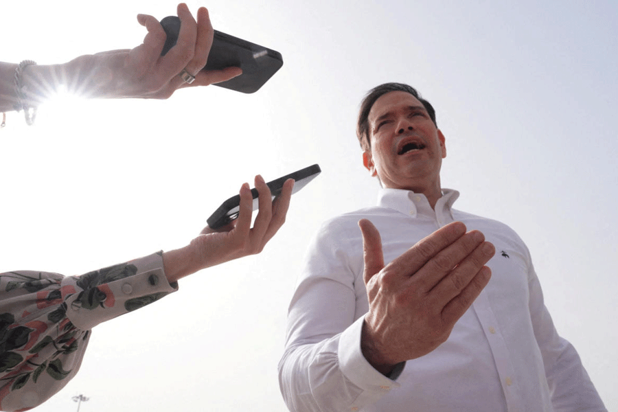 US Secretary of State Rubio speaks at Indira Gandhi International Airport in New Delhi