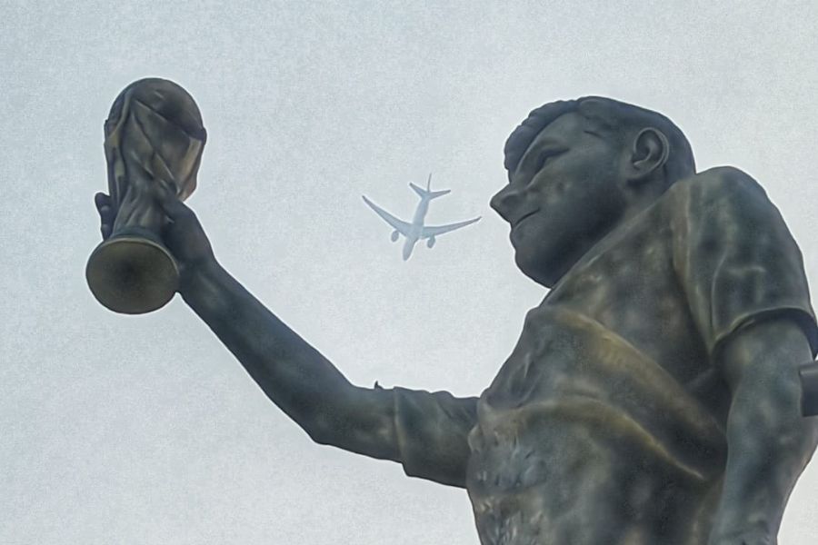 Two police officers were deployed in the area to keep a watch on the statue