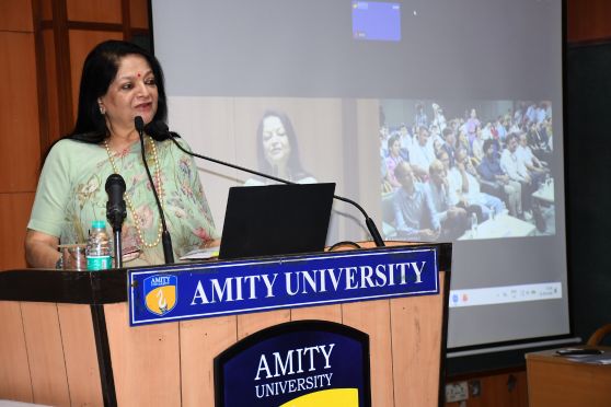 Dr Amita Chauhan, Chairperson of the Amity Group of School addressing the gathering.