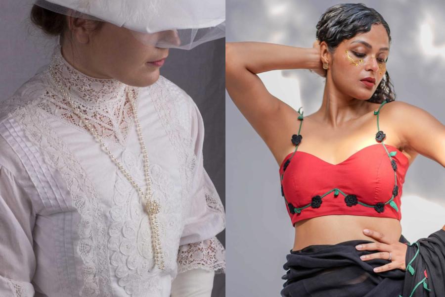 The earliest blouses were almost entirely Victorian — high necked, full sleeved, heavily structured, very covered. Today, the blouse has transcended its colonial origins to become a statement in itself. 