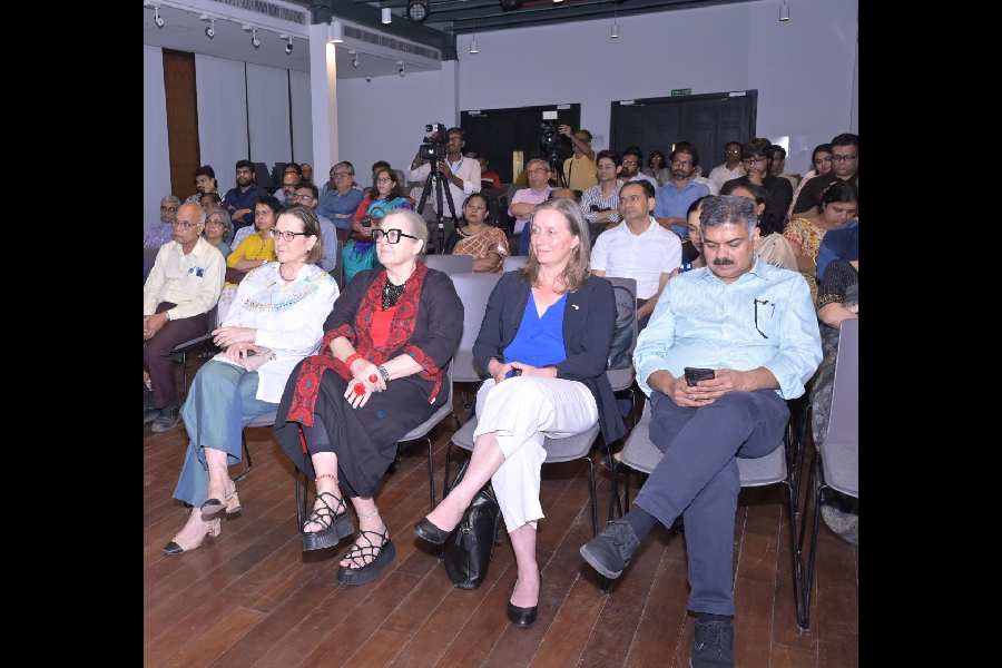 (L-R) Goethe Institut director Astrid Wege, German consul general Barbara Voss, and Taina Dyckhoff, counsellor for climate and environment of the German embassy, in the audience