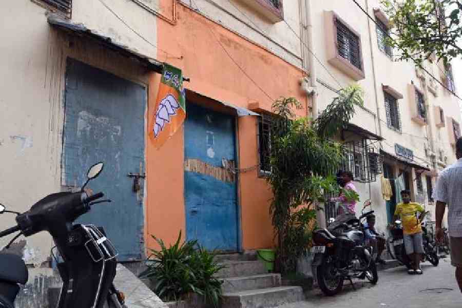 The closed Tangra office on Thursday. (Sanat Kr Sinha)