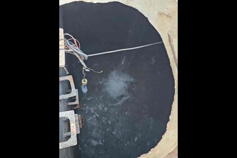 Water being stored in the underground reservoir of E Block. The  Shukhobrishti management is seeking a second such inlet for another reservoir they have