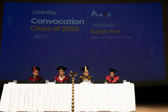 Speaking about her experience at Praxis, merit topper Anushka De reflected on how the institution transformed her curiosity about business into a journey of experiential learning, collaboration and personal growth. She highlighted the role played by friendships, faculty mentorship and hands-on learning in preparing her for future opportunities.  Praxis Blue awardee Ananya Pal spoke about the transformative impact of her time at Praxis, both academically and personally. She noted that the institution had given her the confidence to grow, lead and excel, and expressed pride in beginning her professional journey with KPMG India. 
