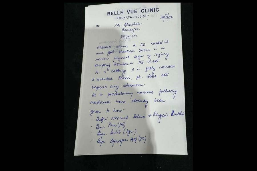 The prescription from Belle Vue hospital to Abhishek Banerjee