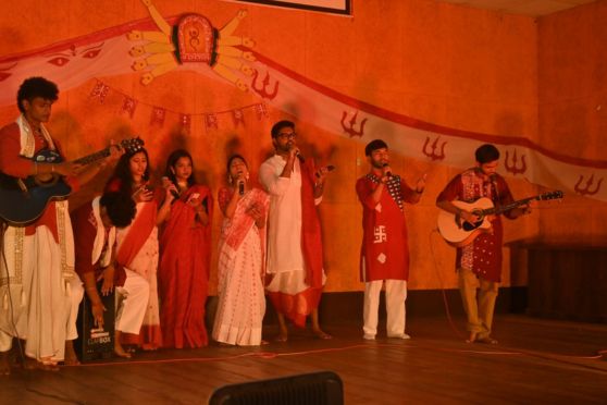 The event concluded with the singing of the National Anthem, Jana Gana Mana. By bringing together expressions of gratitude, devotion and student creativity, the combined Teachers’ Day and Agomoni programme fostered a sense of community across the Heramba Chandra College campus and added a memorable cultural gathering to the institution’s festive calendar.
