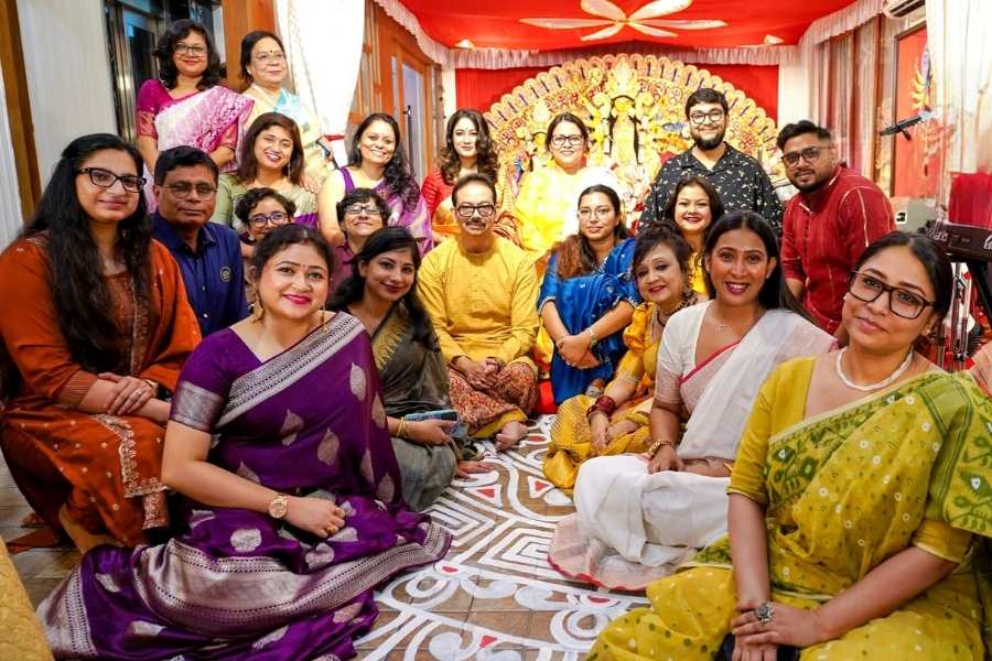 Satyam Roychowdhury at the Panchami celebrations at Mou-er Durgabari
