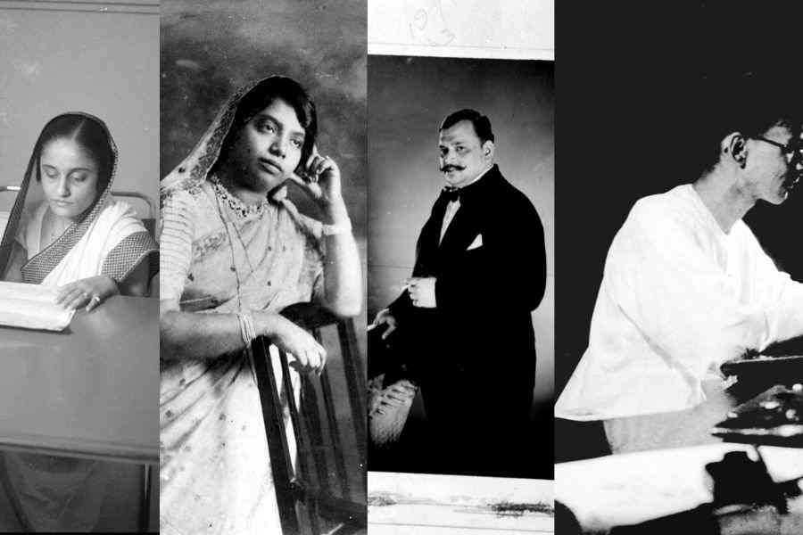 (From left) Indira Devi, Angurbala Devi, Raichand Boral and Nirad C. Chaudhuri
