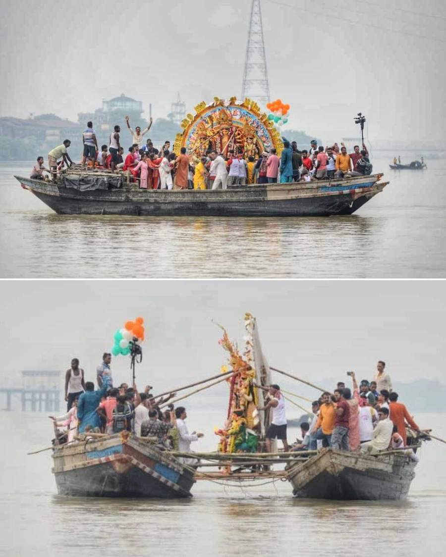 Immersion of the Sovabazar Rajbari idol at Baghbazar Ghat