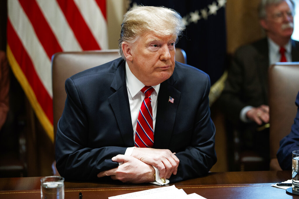 US President Donald Trump during a cabinet meeting at the White House on February 12, 2019, in Washington. On Wednesday, following news of Saeed’s arrest in Pakistan, Trump  tweeted: 'After a ten year search, the so-called ‘mastermind’ of the Mumbai Terror attacks has been arrested in Pakistan...'