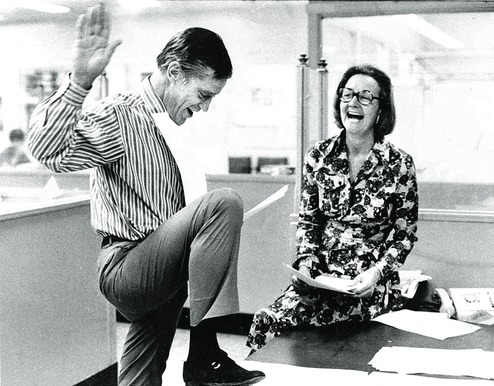 POST IT: Katharine Graham and Ben Bradlee look over reports of the Supreme Court decision which permitted The Washington Post to publish stories based on the secret Pentagon study of the Vietnam War. 