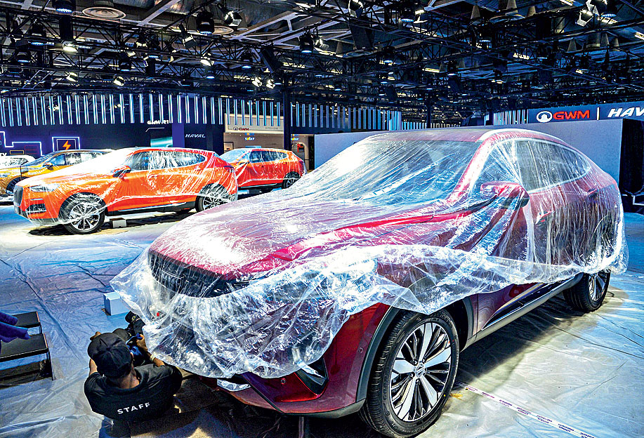 A view of the cars to be displayed during the Auto Expo 2020 in Greater Noida on Tuesday. 