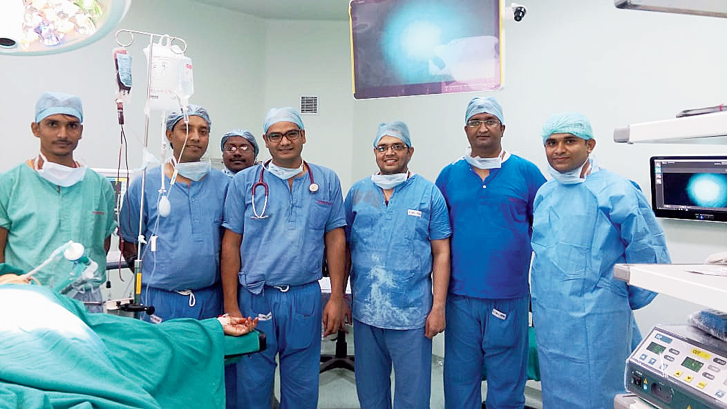 The AIIMS-Patna doctors’ team which conducted the cytoreductive surgery paired with hyperthermic intraperitoneal chemotherapy on the ovarian cancer patient on Wednesday. 