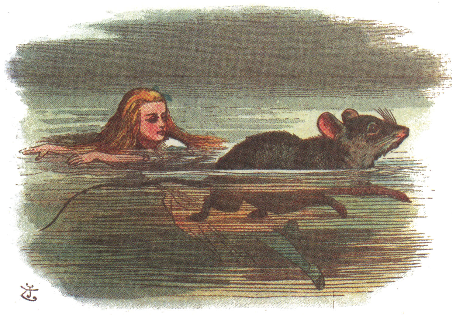 Alice and the mouse in 'A Pool of Tears', from The Nursery ‘Alice’