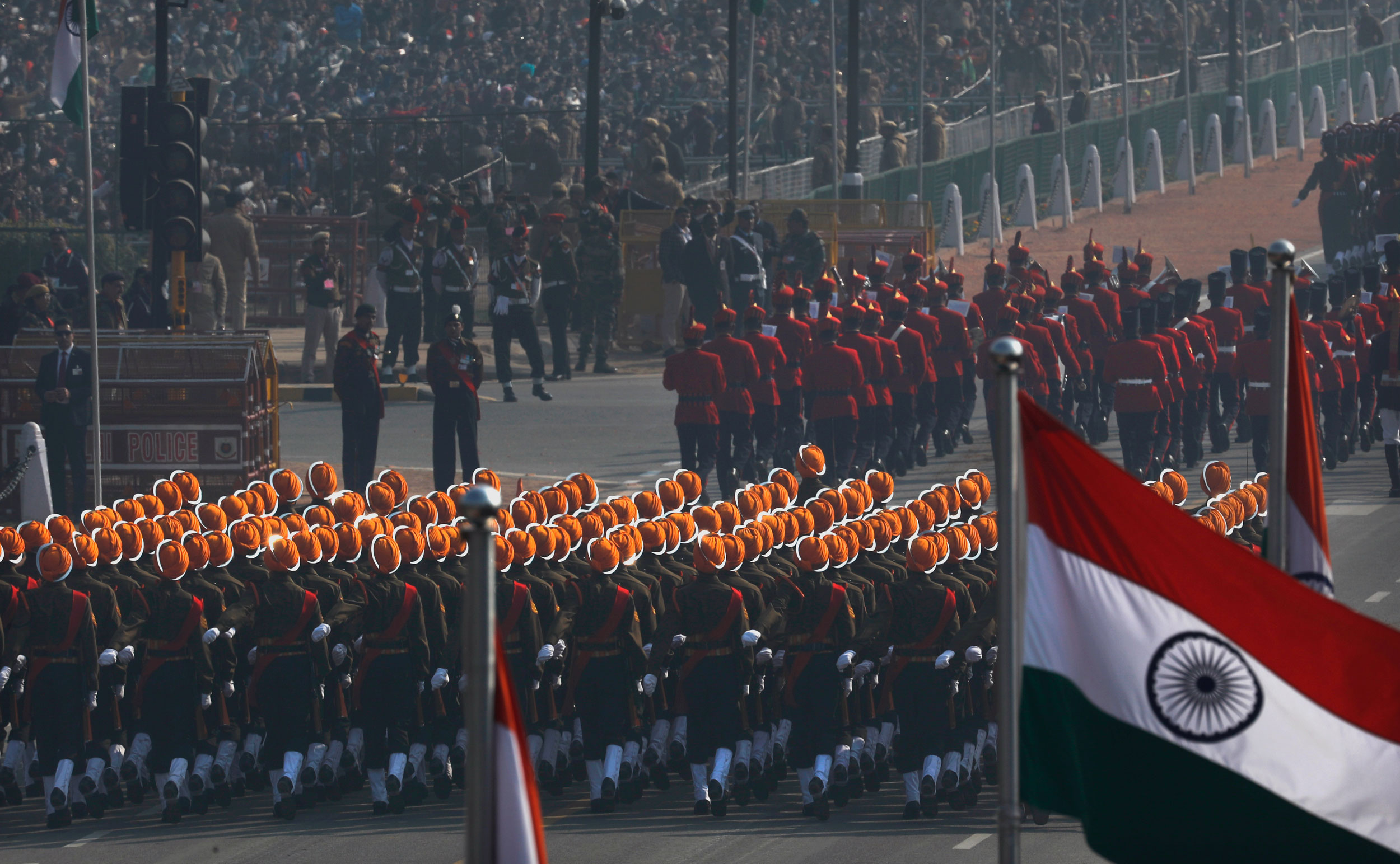 The Indian Republic Day parade at Rajpath in New Delhi on Sunday.