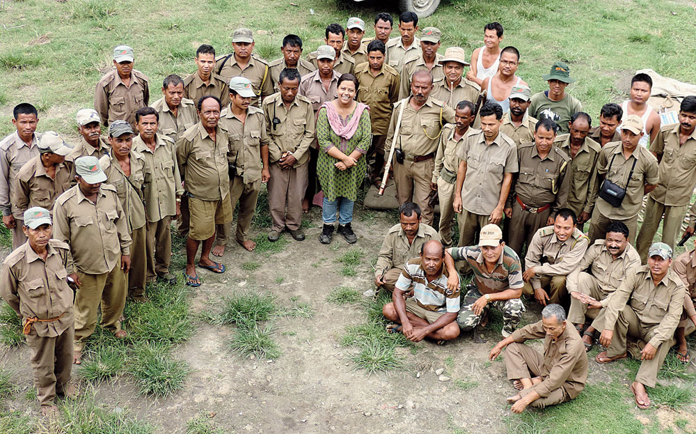 Sonali Ghosh with forest guards at Manas