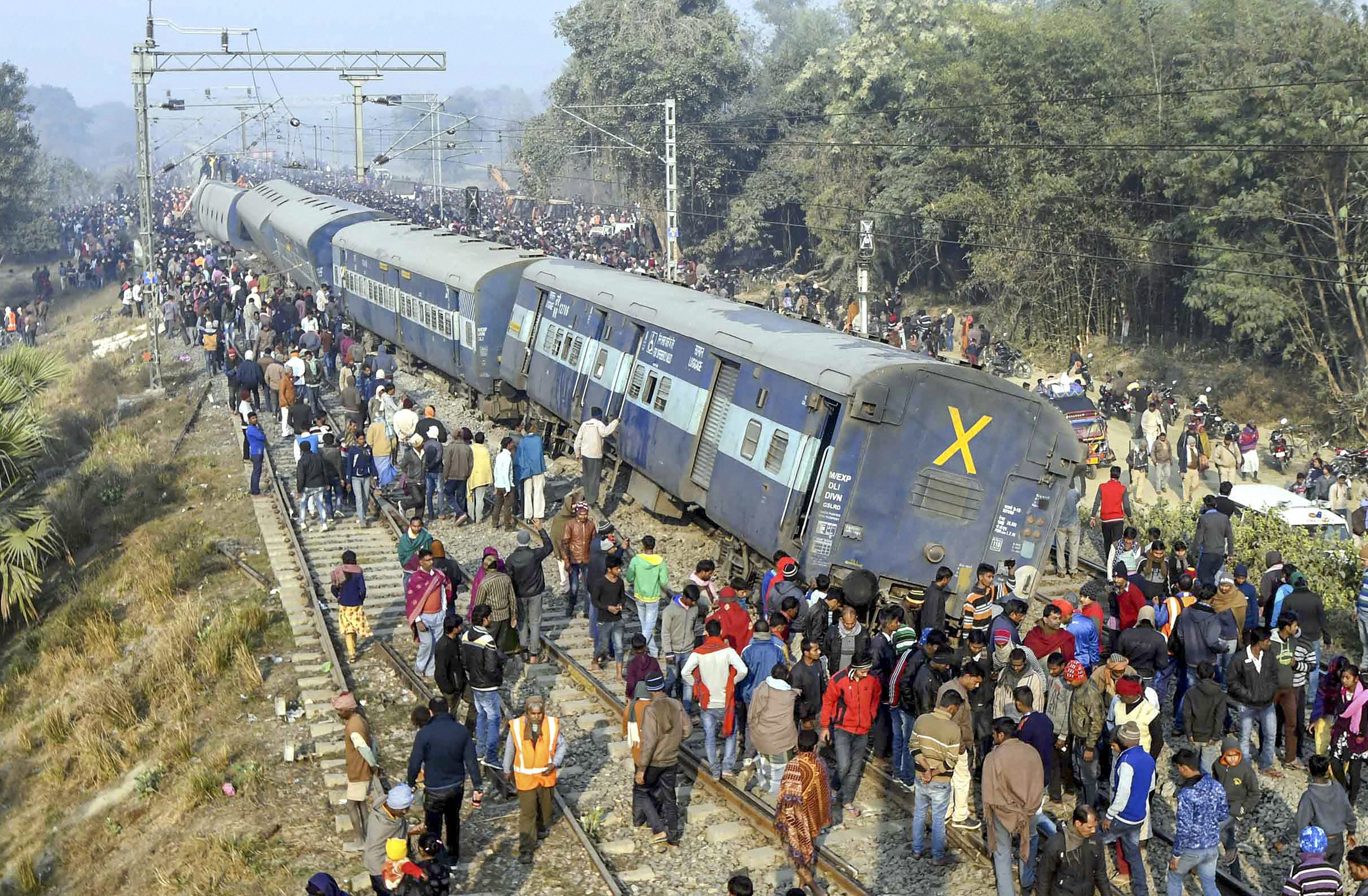 The Delhi-bound Seemanchal Express that derailed in Vaishali district on February 3.