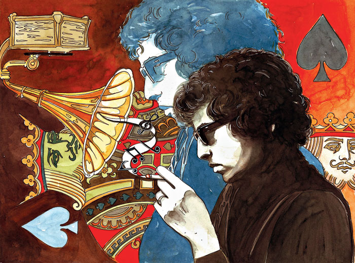 A Bob Dylan painting by Bibek Das that was used as a poster for the documentary